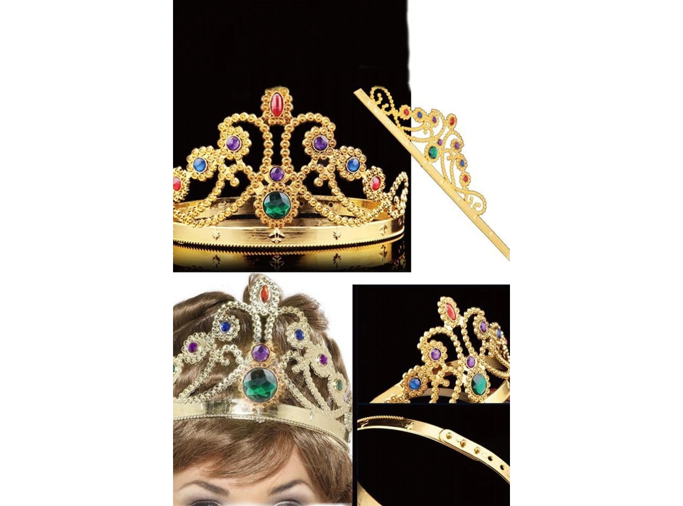 Altın Renk Ayarlanabilir Plastik Kraliçe Tacı