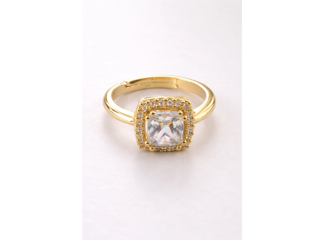 Altın Renk Ayarlanabilir Tektaş Yüzük