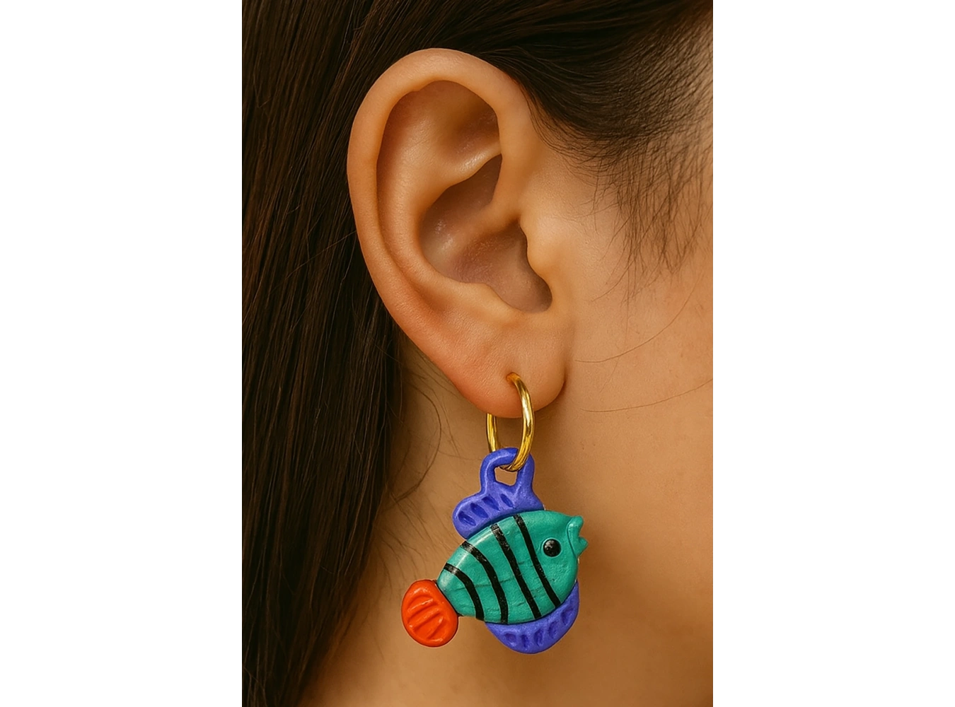 Altın Renk Balık Figürlü Küpe (Çift)