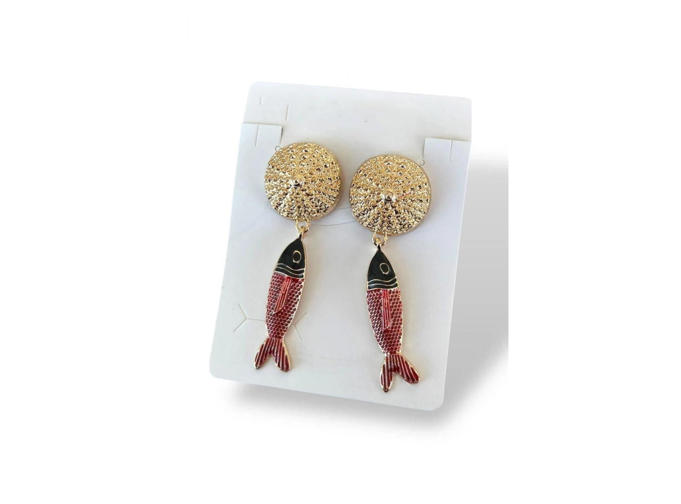 Altın Renk Balık Figürlü Tasarım Küpe(Çift)