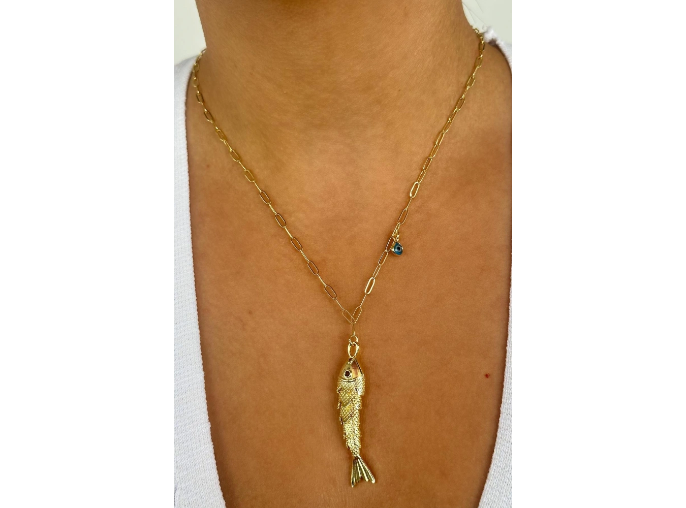 Altın Renk Balık Figürlü YSX Kolye