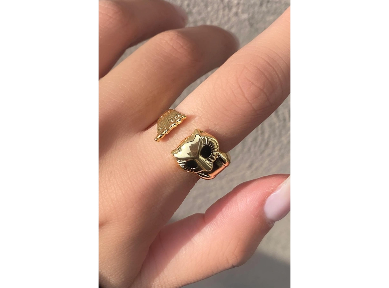 Altın Renk Baykuş Figürlü Metal Ayarlanabilir Yüzük