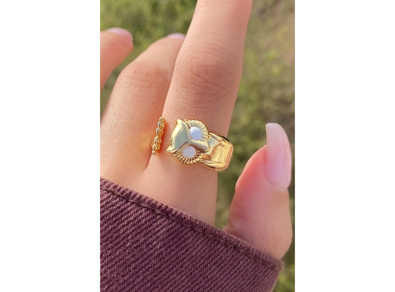 Altın Renk Baykuş Figürlü Metal Ayarlanabilir Yüzük