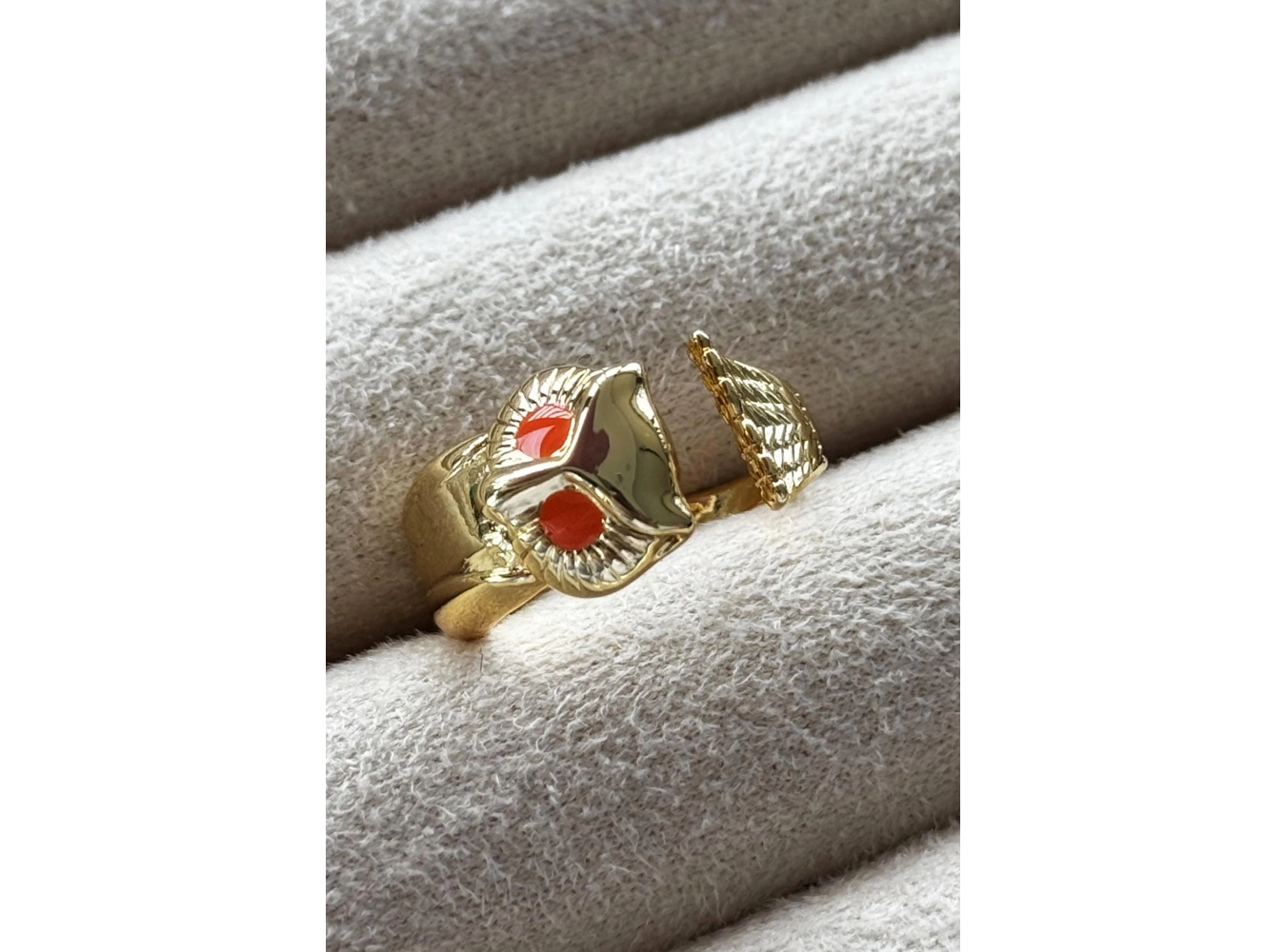 Altın Renk Baykuş Figürlü Metal Ayarlanabilir Yüzük