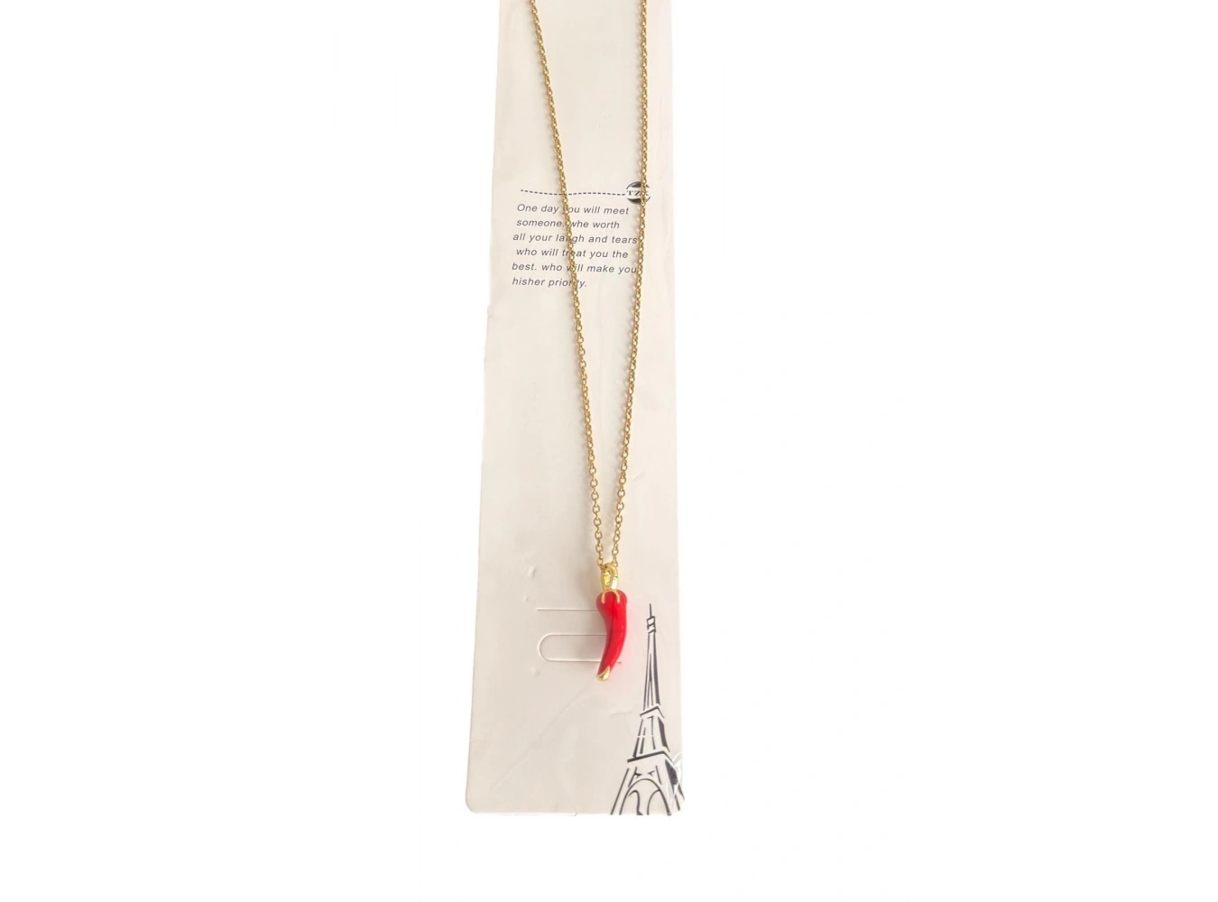 Altın Renk Biber Figürlü Çelik Şans Kolye