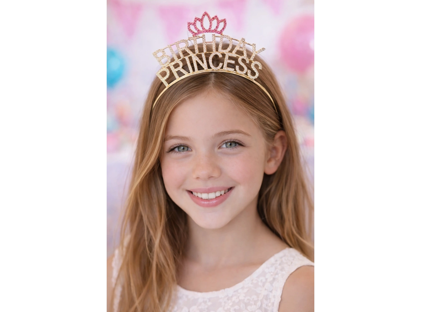 Altın Renk Birthday Princess Yazılı Taş Detaylı Taç