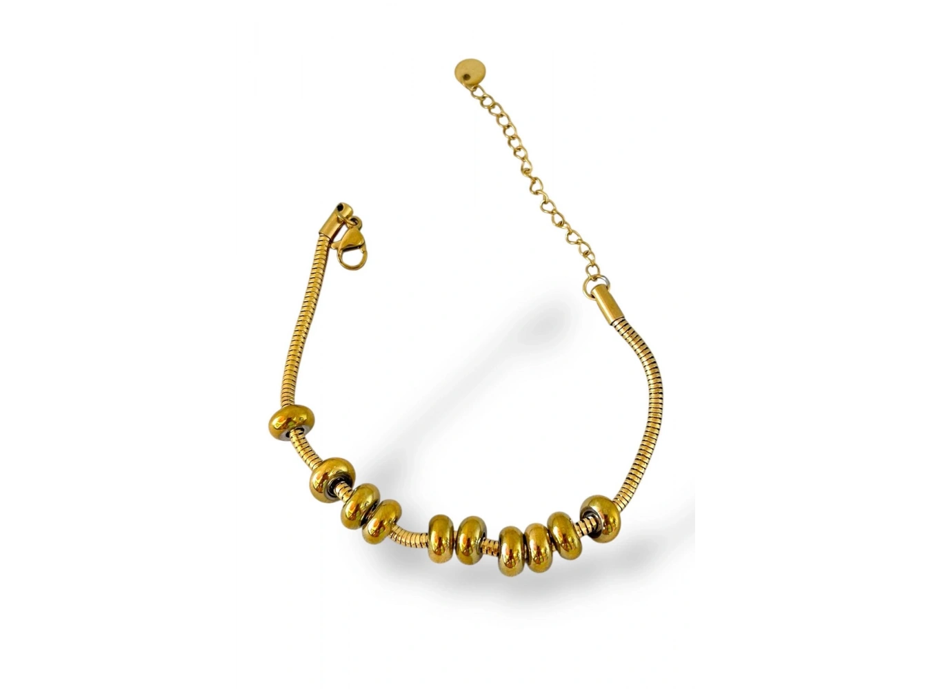 Altın Renk Boncuk Detaylı Çelik Bileklik