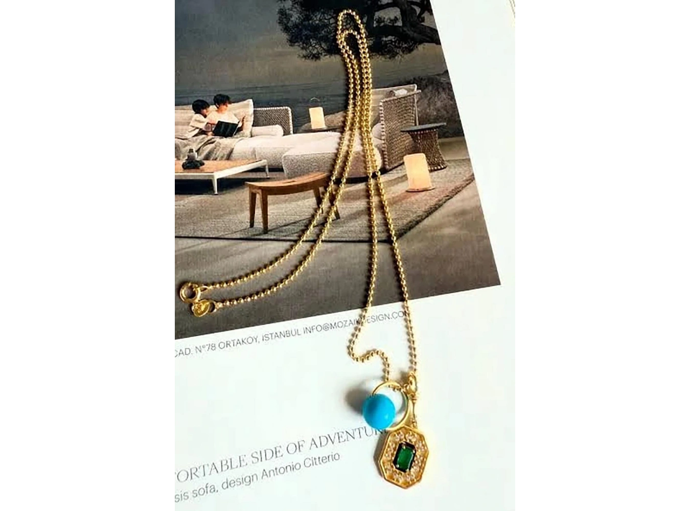 Altın Renk Boncuk Ve Taş Detaylı Serenay Kolyesi