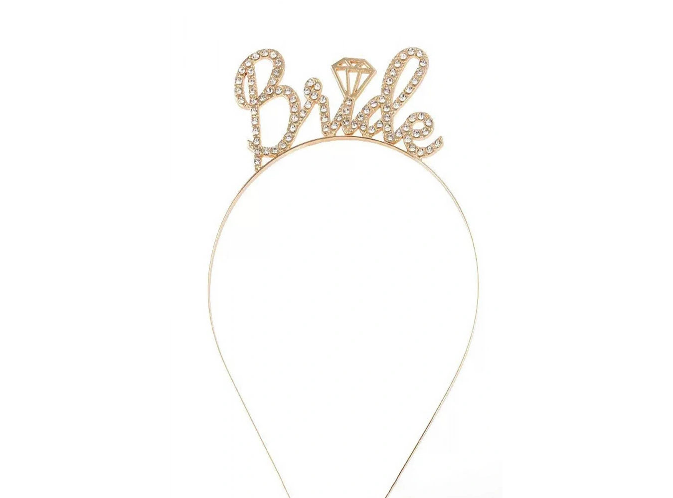 Altın Renk Bride Yazılı Taş Detaylı Taç