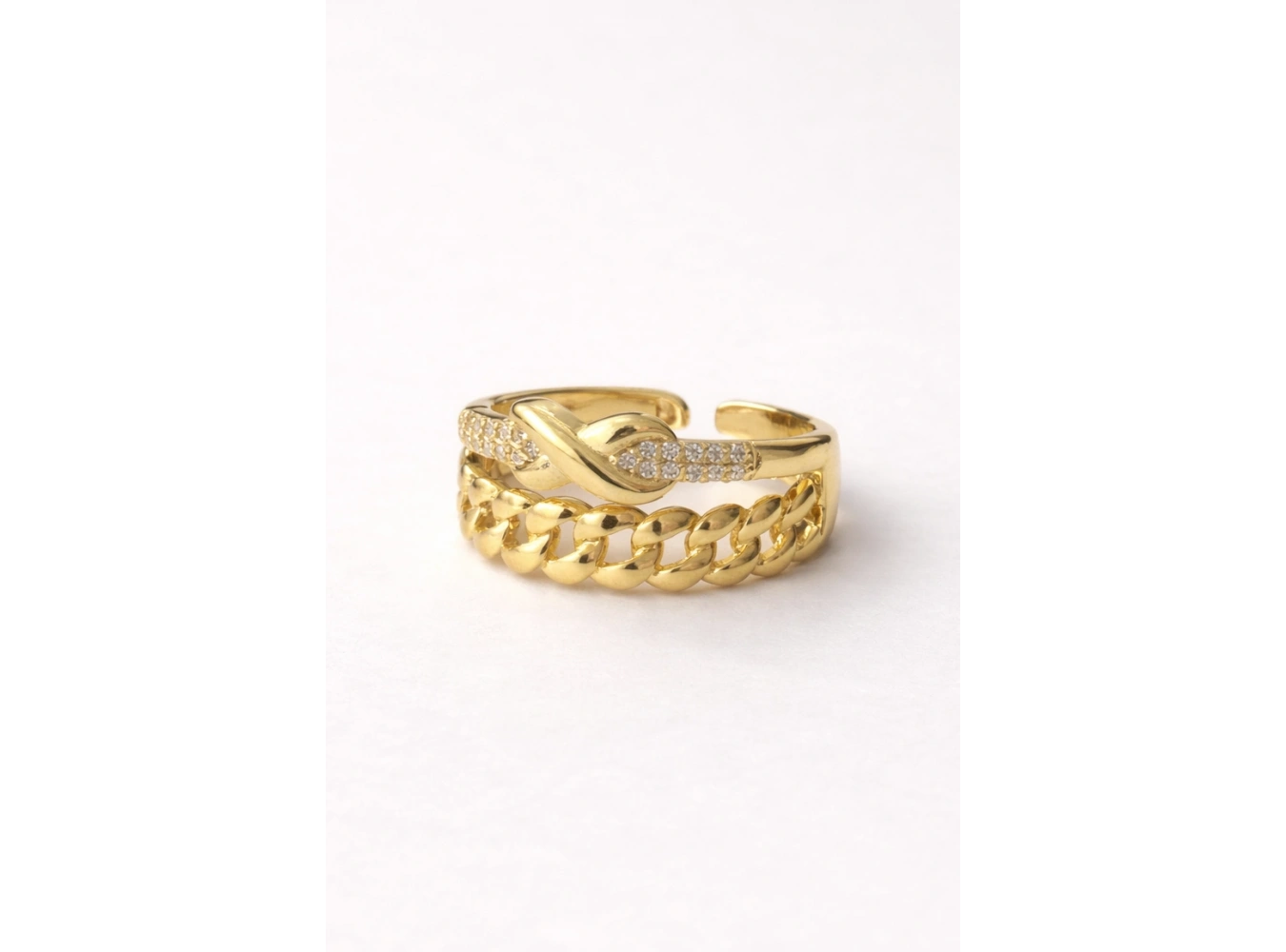 Altın Renk Burgu Detaylı Ayarlanabilir Çelik Yüzük