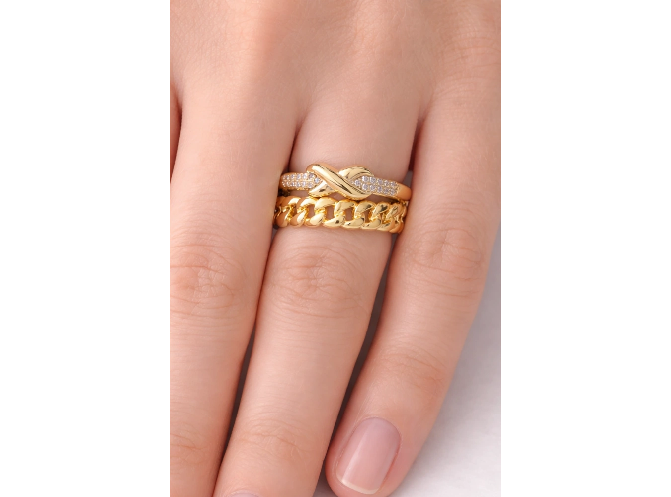 Altın Renk Burgu Detaylı Ayarlanabilir Çelik Yüzük