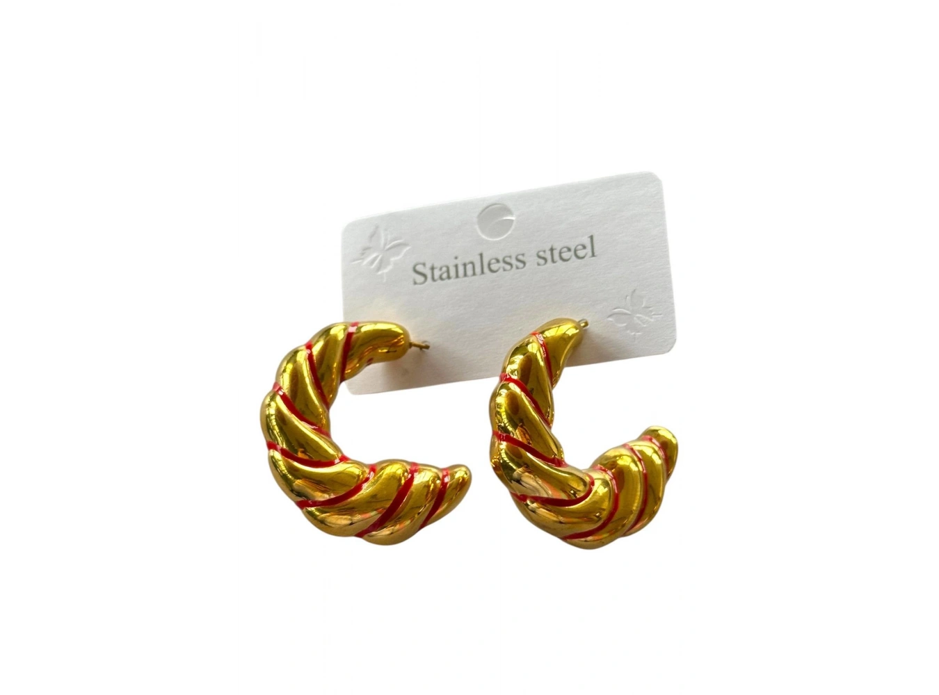 Altın Renk Burgu Detaylı Çelik Küpe (Çift)