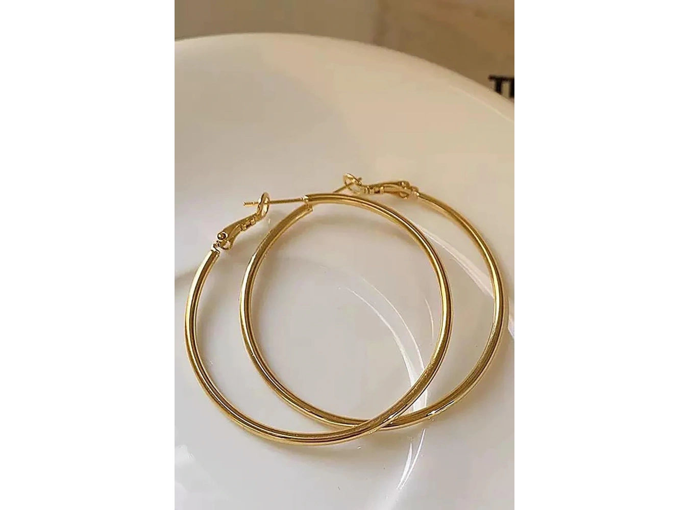 Altın Renk Çelik Halka Küpe 70Mm (Çift)