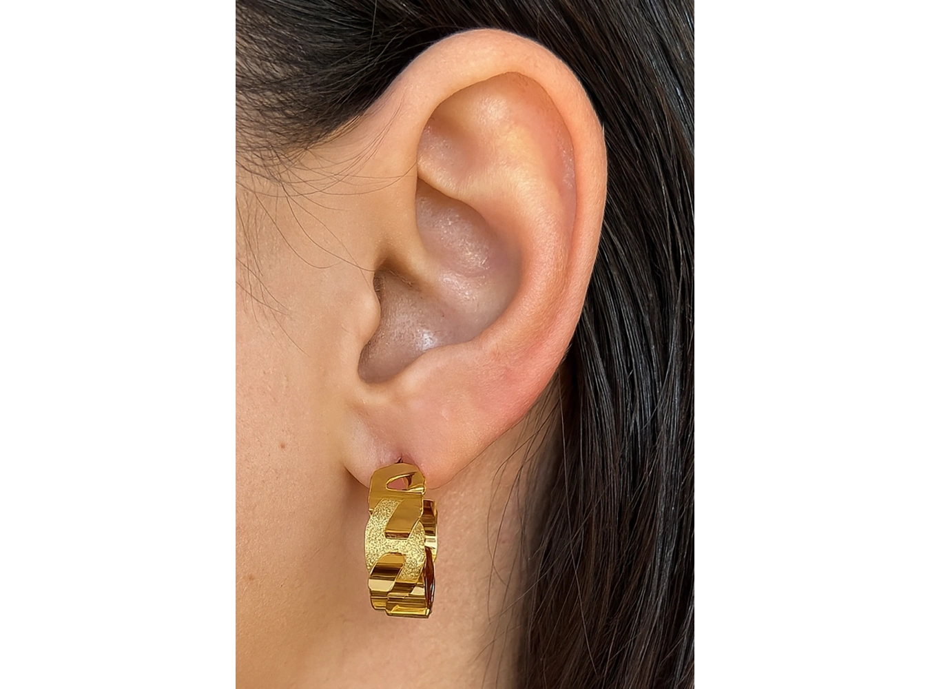 Altın Renk Çelik Halka Küpe (Çift)