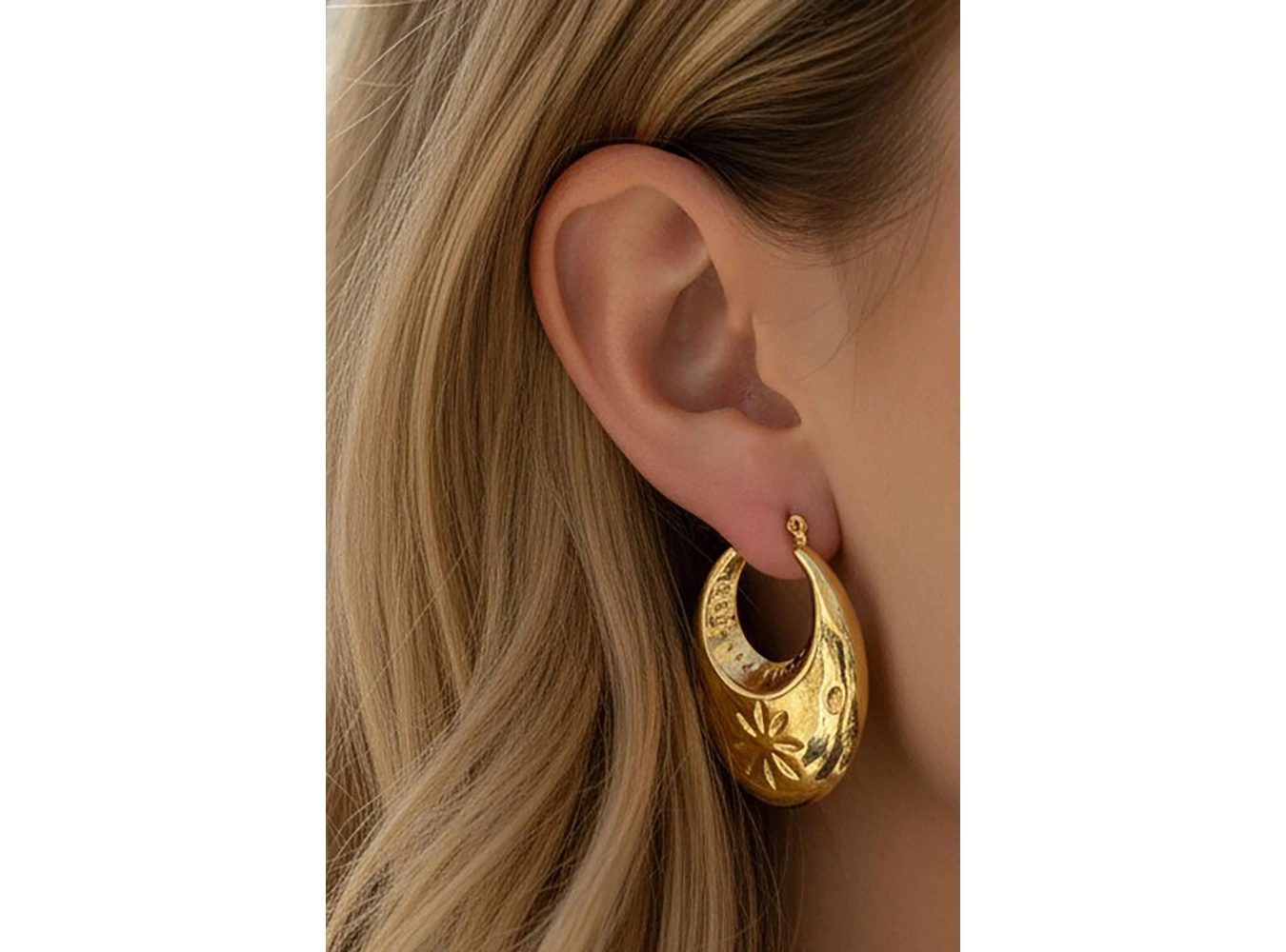 Altın Renk Çelik Halka Küpe (Çift)