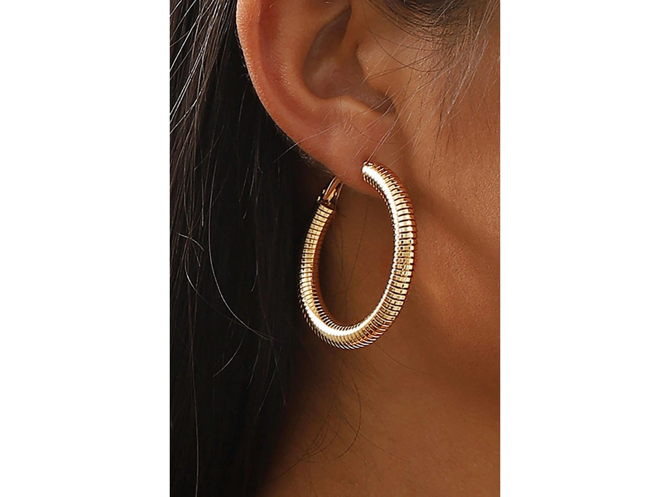 Altın Renk Çelik Halka Küpe (Çift)