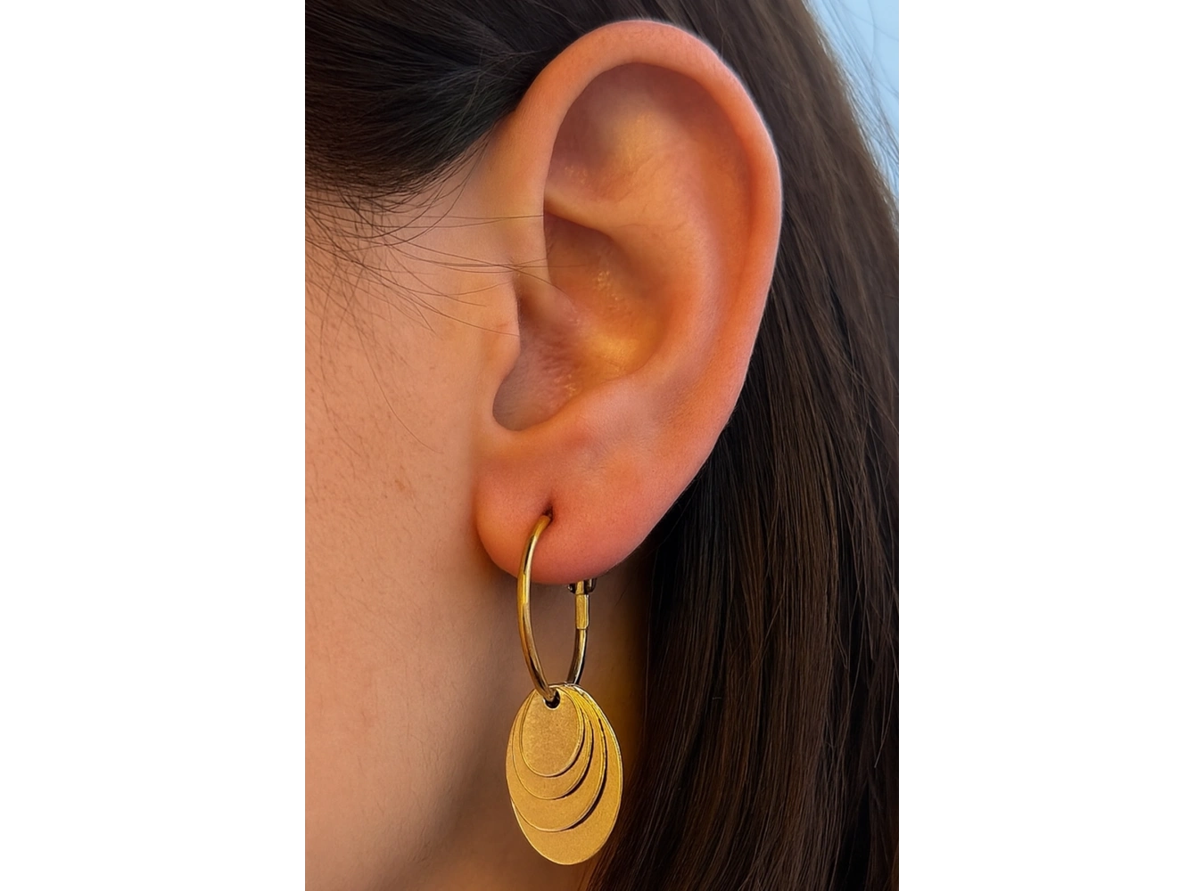 Altın Renk Çelik Halka Küpe (Çift)