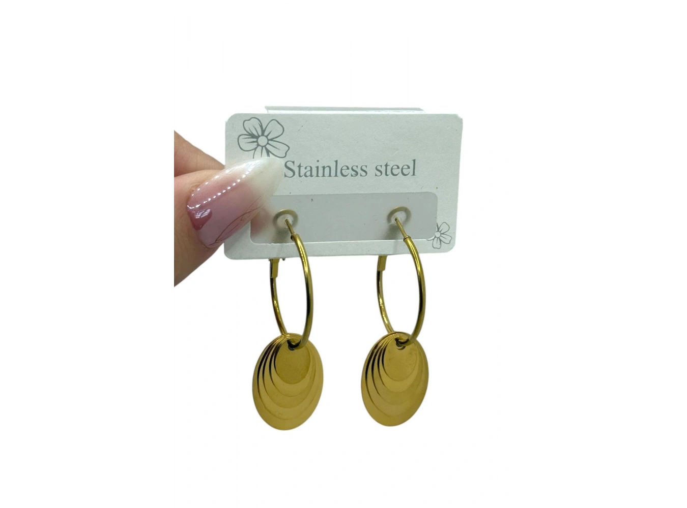 Altın Renk Çelik Halka Küpe (Çift)