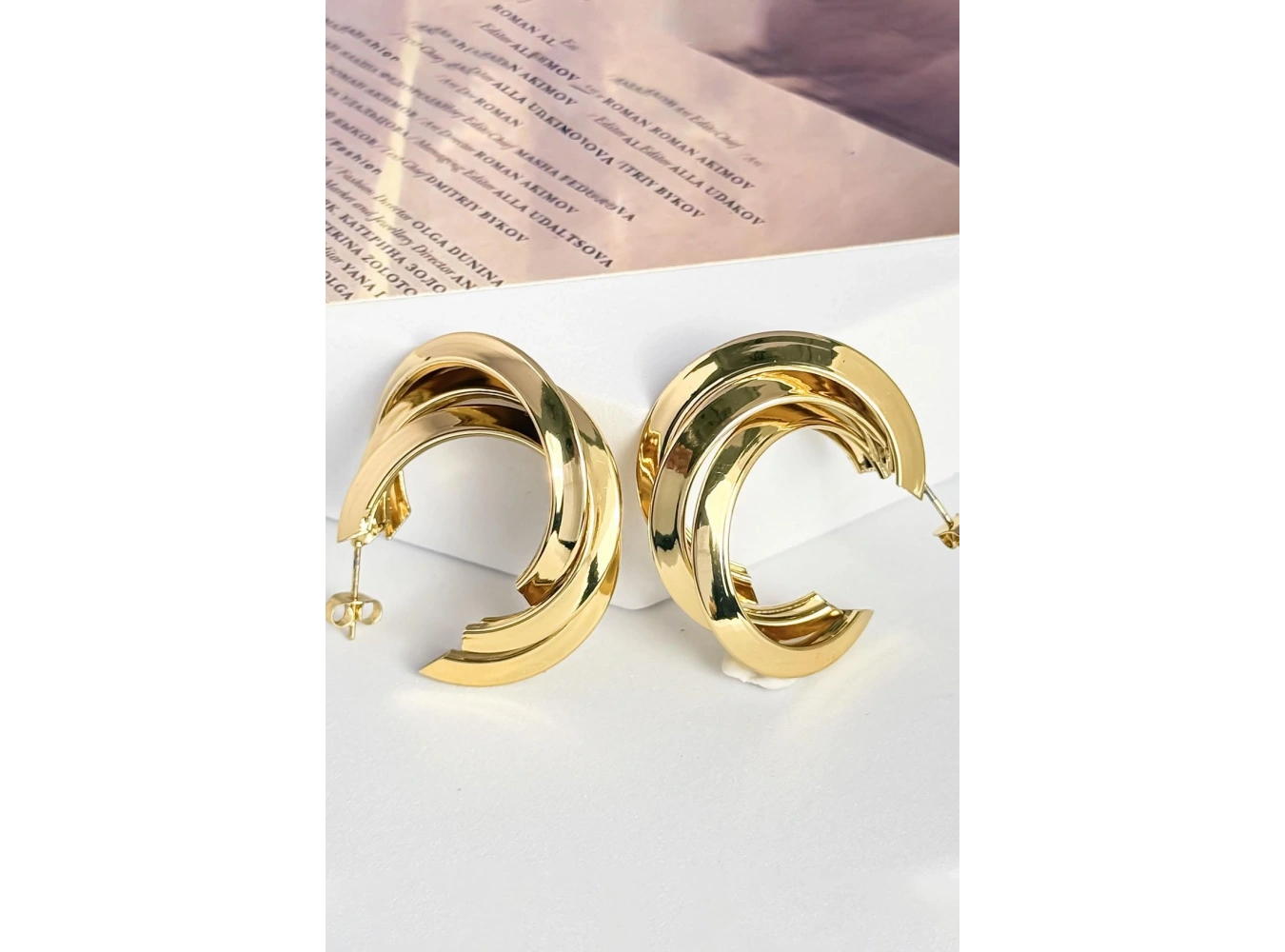 Altın Renk Çelik Halka Küpe (Çift)