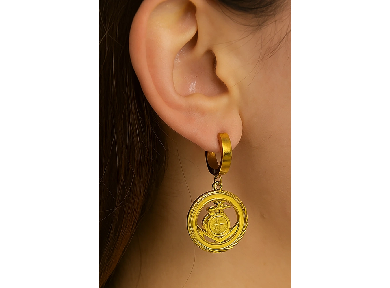 Altın Renk Çelik Küpe (Çift)