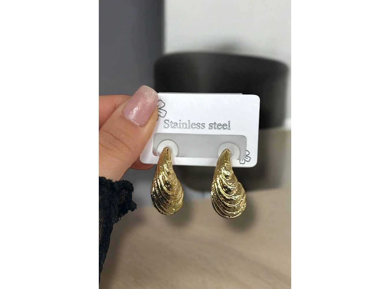 Altın Renk Çelik Küpe (Çift)