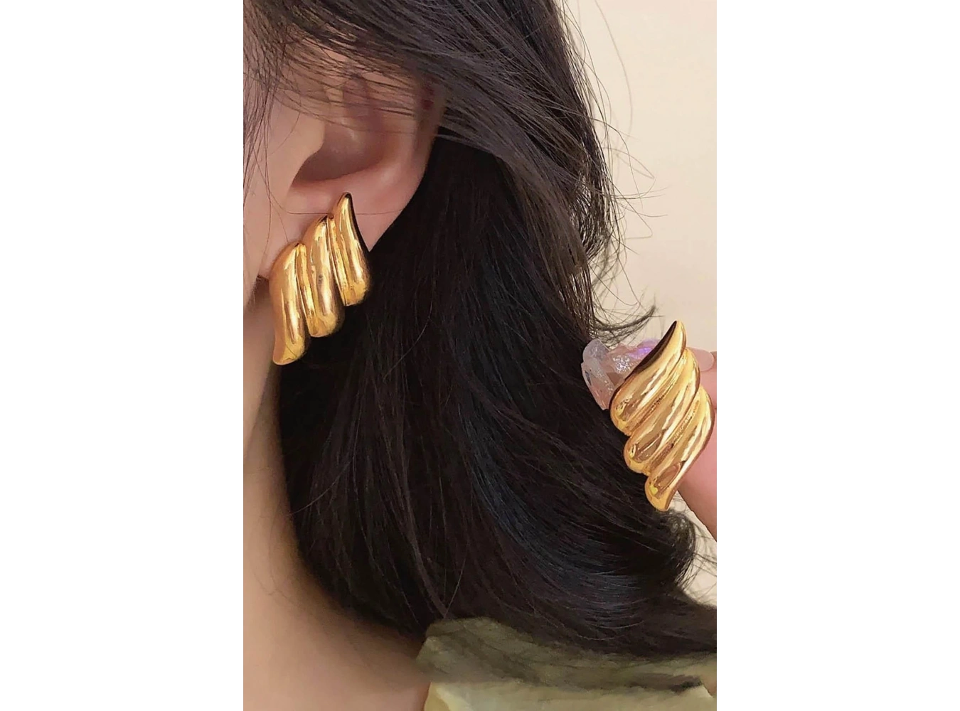 Altın Renk Çelik Küpe (Çift)