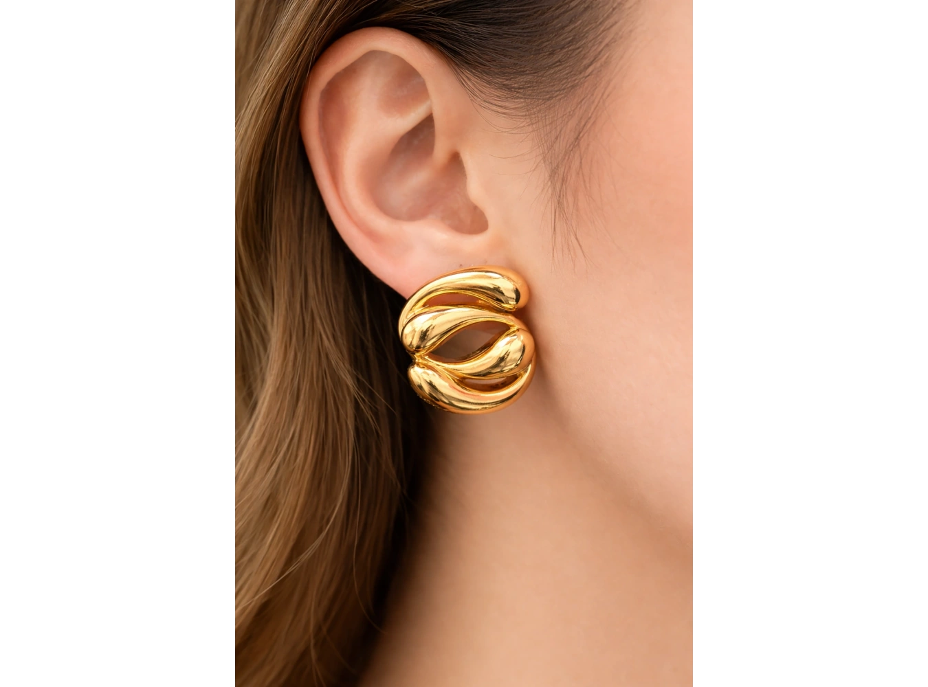 Altın Renk Çelik Küpe (Çift)