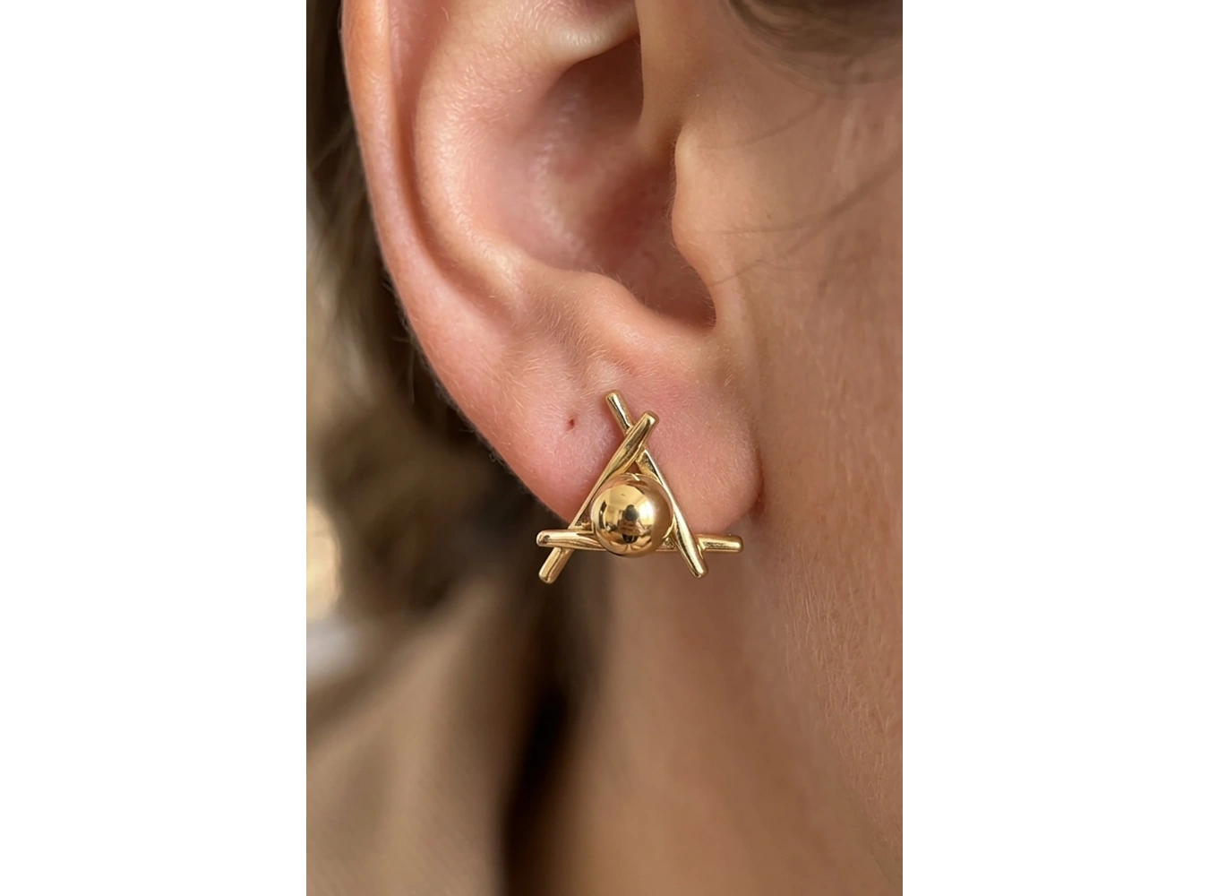 Altın Renk Çelik Küpe (Çift)