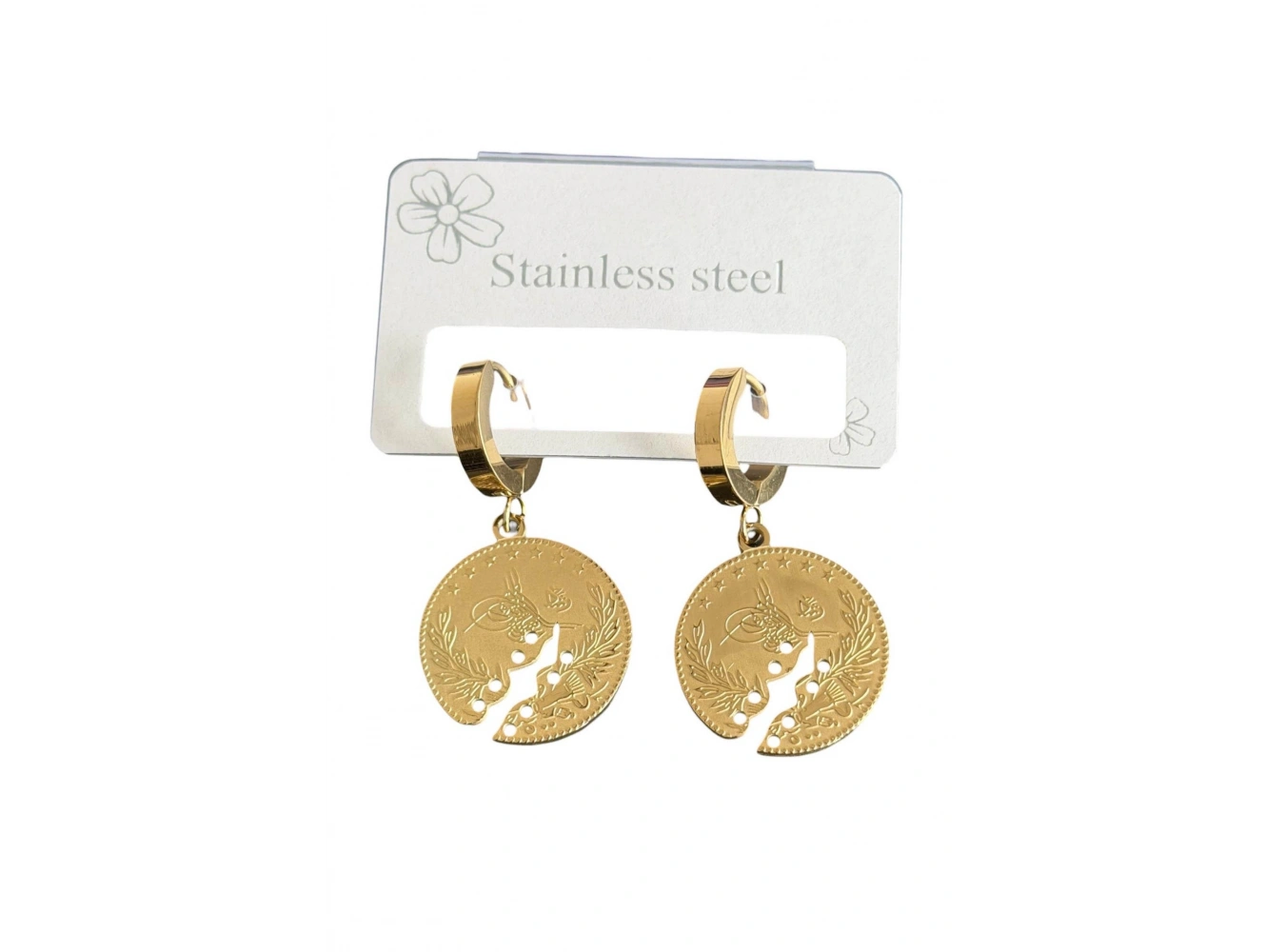 Altın Renk Çelik Küpe (Çift)