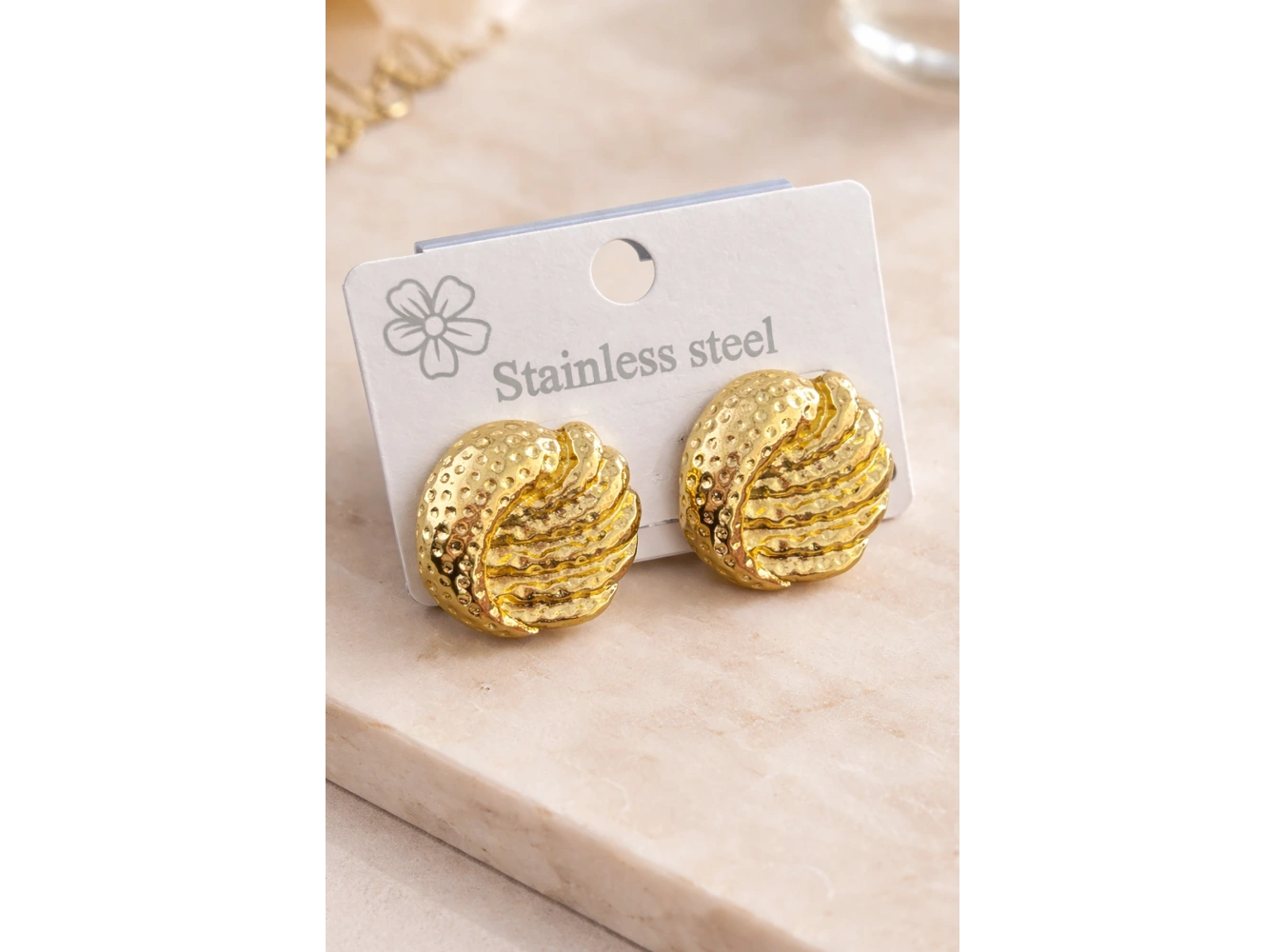 Altın Renk Çelik Küpe (Çift)