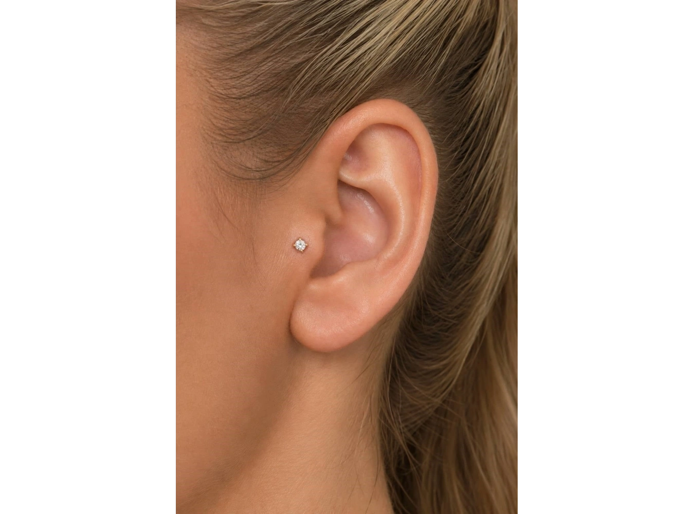 Altın Renk Cerrahi Çelik Tragus/Kıkırdak Küpe/Piercing (Tek)