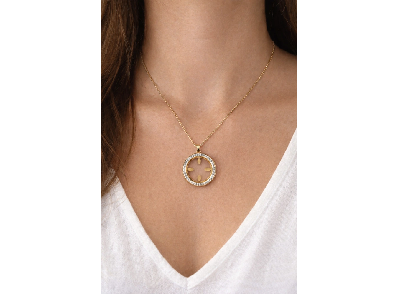 Altın Renk Çeyrek Koyulabilen Çelik Kolye