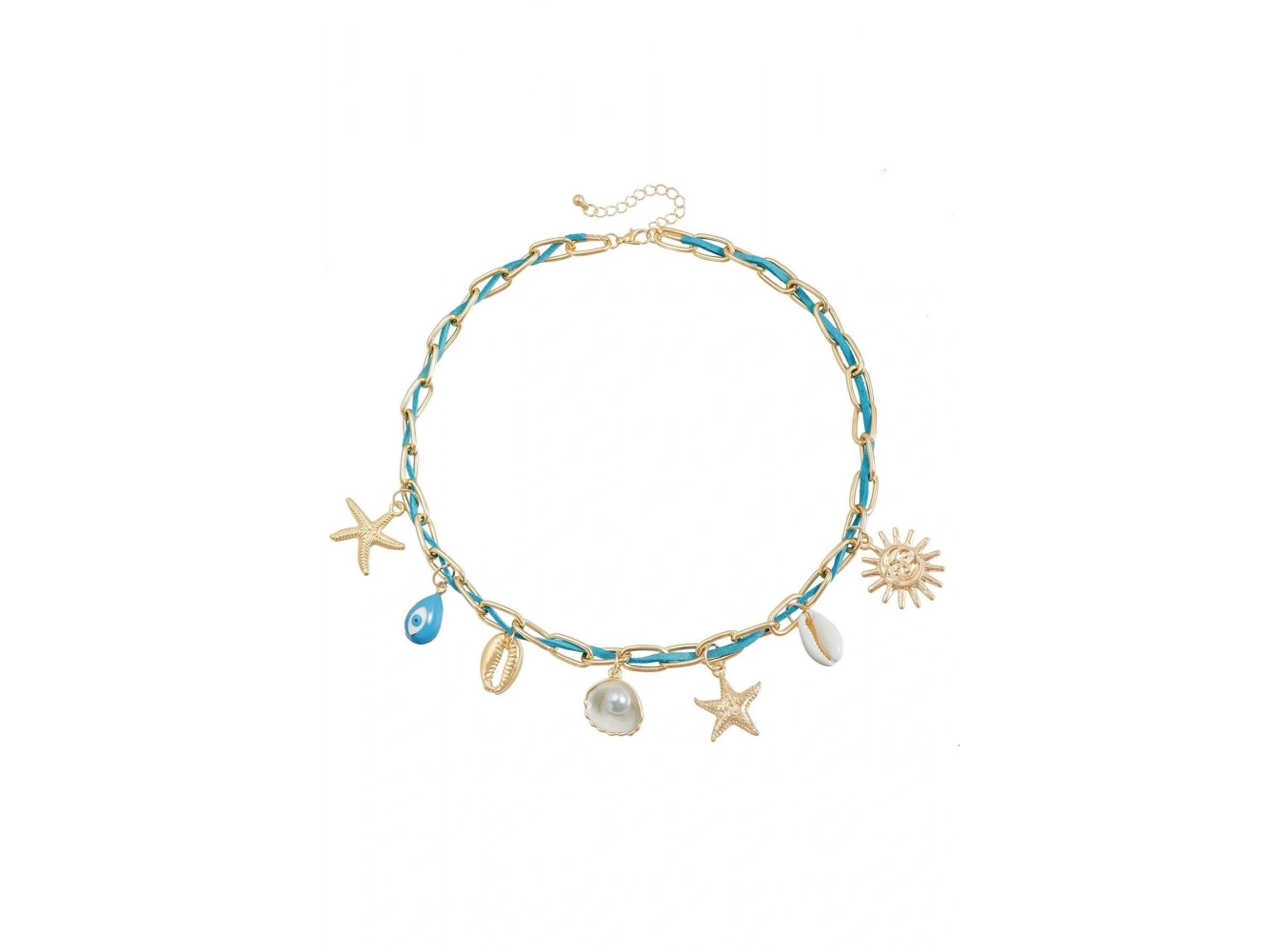 Altın Renk Charmlı Tasarım Kolye