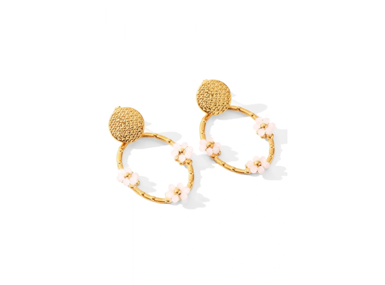 Altın Renk Çiçek Figürlü Küpe (Çift)