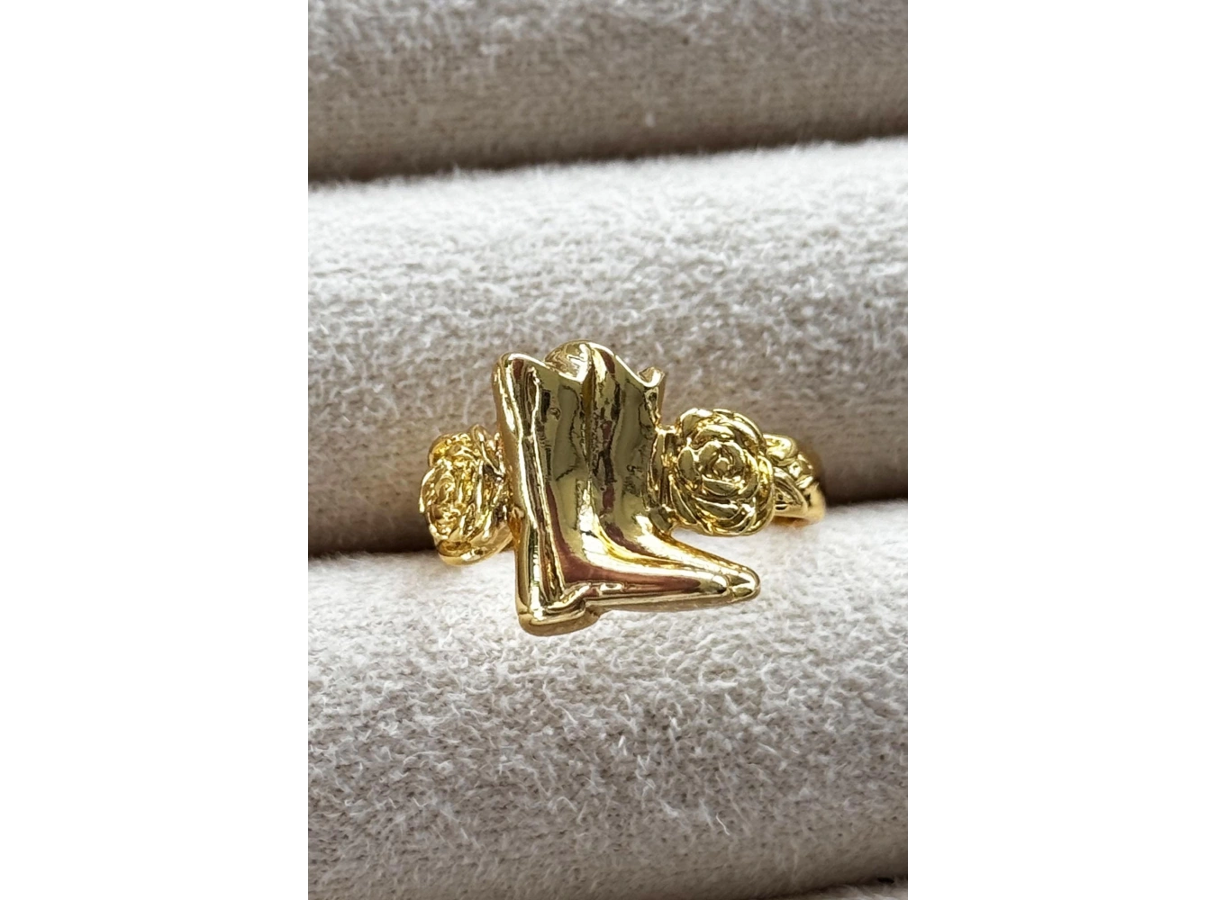 Altın Renk Çizme Figürlü Metal Ayarlanabilir Yüzük