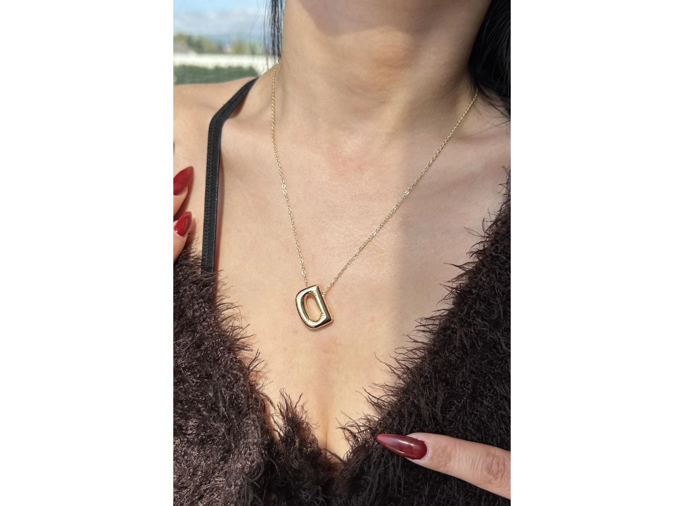 Altın Renk D Harf Balon Kolye