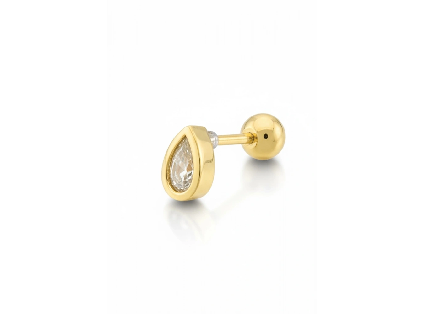 Altın Renk Damla Figürlü Cerrahi Çelik Tragus/Kıkırdak Küpe/Piercing (Tek)