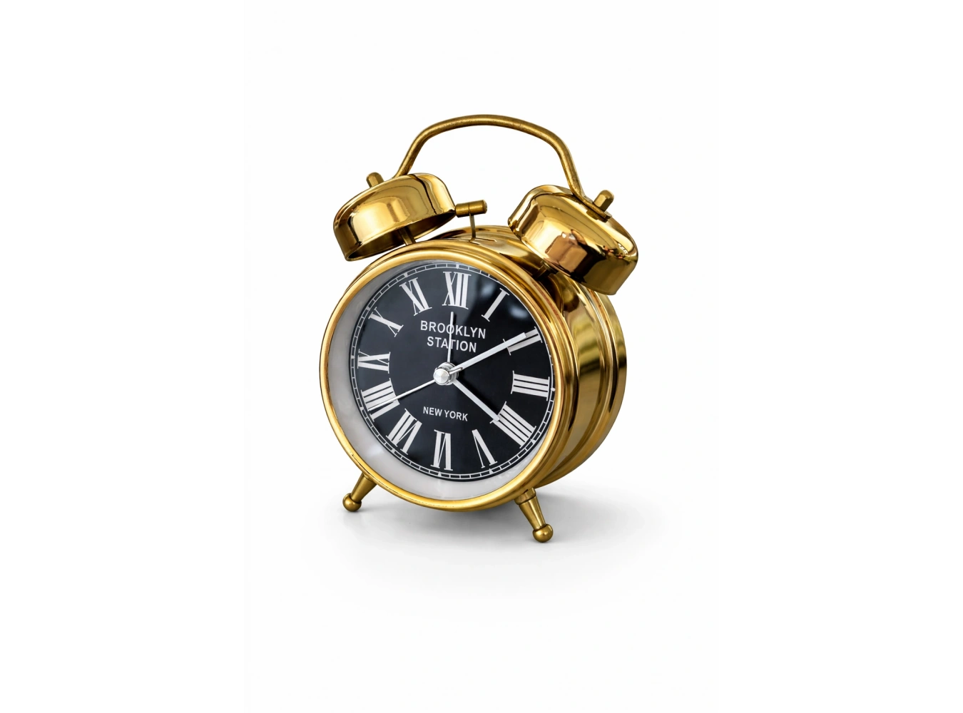 Altın Renk Dekoratif Işıklı Alarmlı Yuvarlak Masa Saati