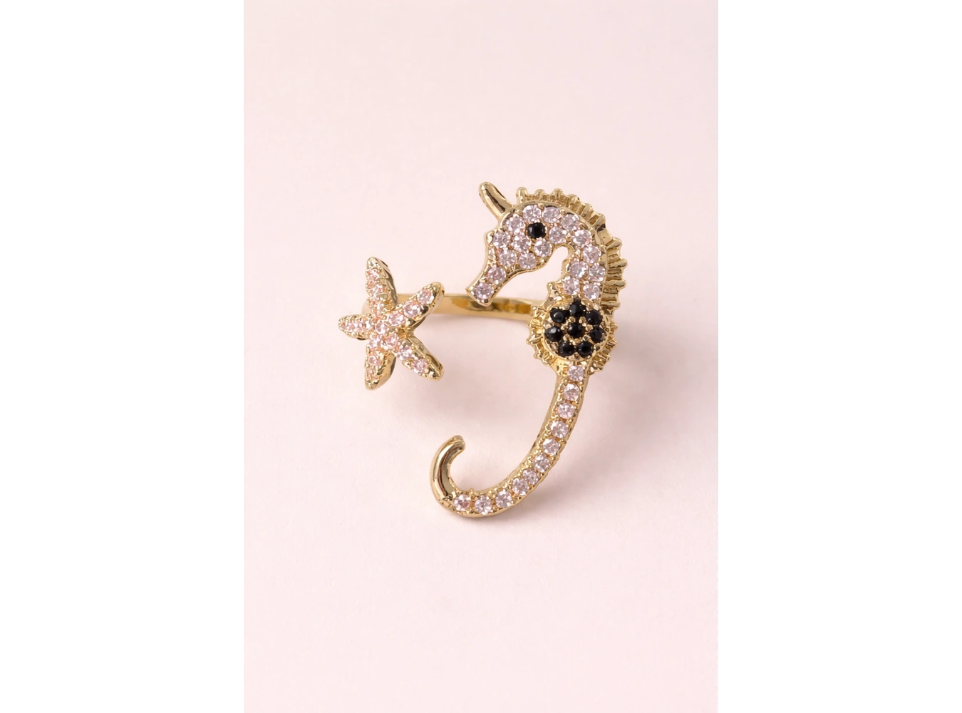 Altın Renk Deniz Atı Figürlü Ayarlanabilir Yüzük