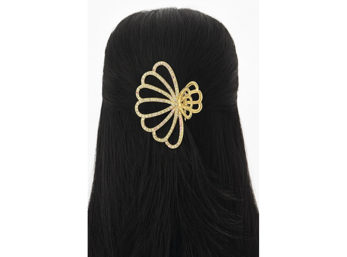 Altın Renk Deniz Kabuğu Figürlü Hologramlı Taşlı Metal Mandal Toka