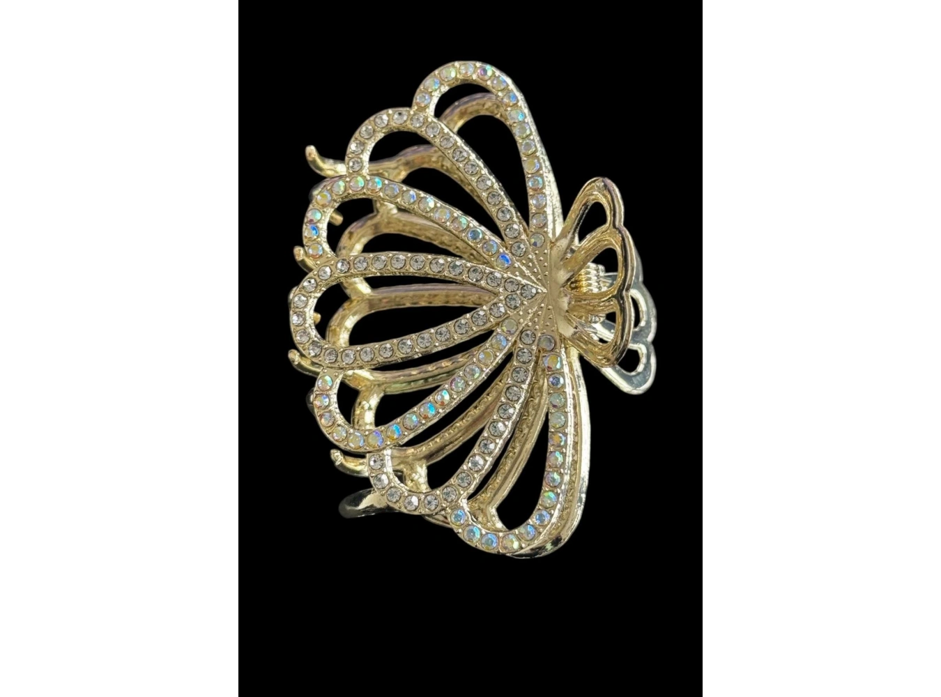 Altın Renk Deniz Kabuğu Figürlü Hologramlı Taşlı Metal Mandal Toka