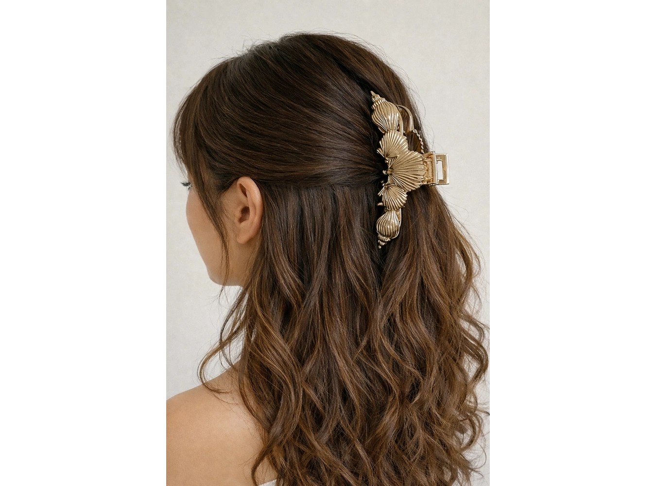 Altın Renk Deniz Kabuğu Figürlü Metal  Mandal Toka