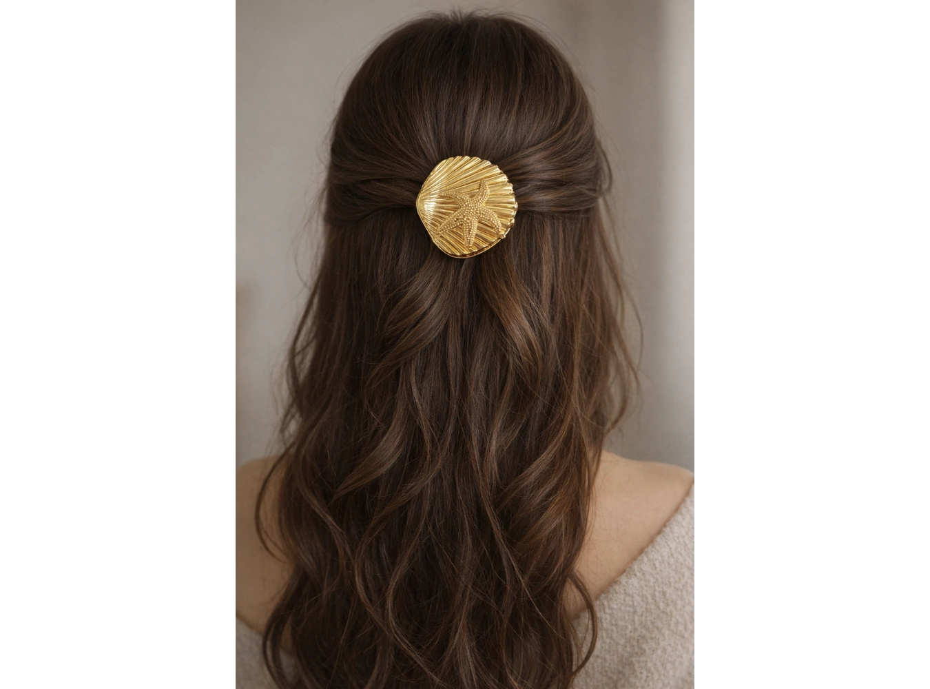 Altın Renk Deniz Yıldızı Detaylı Metal Mandal Toka