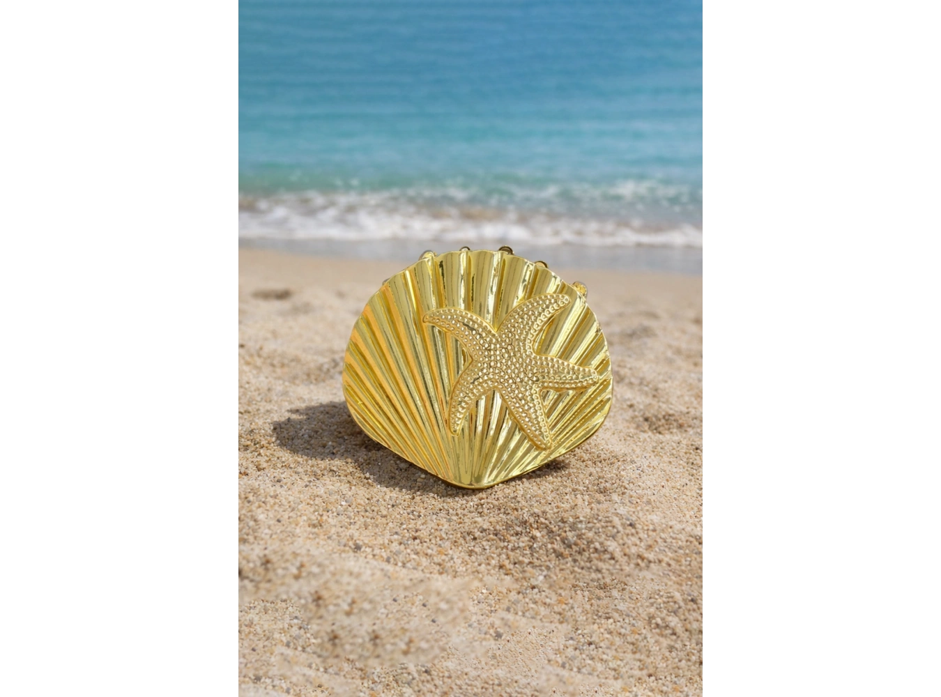 Altın Renk Deniz Yıldızı Detaylı Metal Mandal Toka