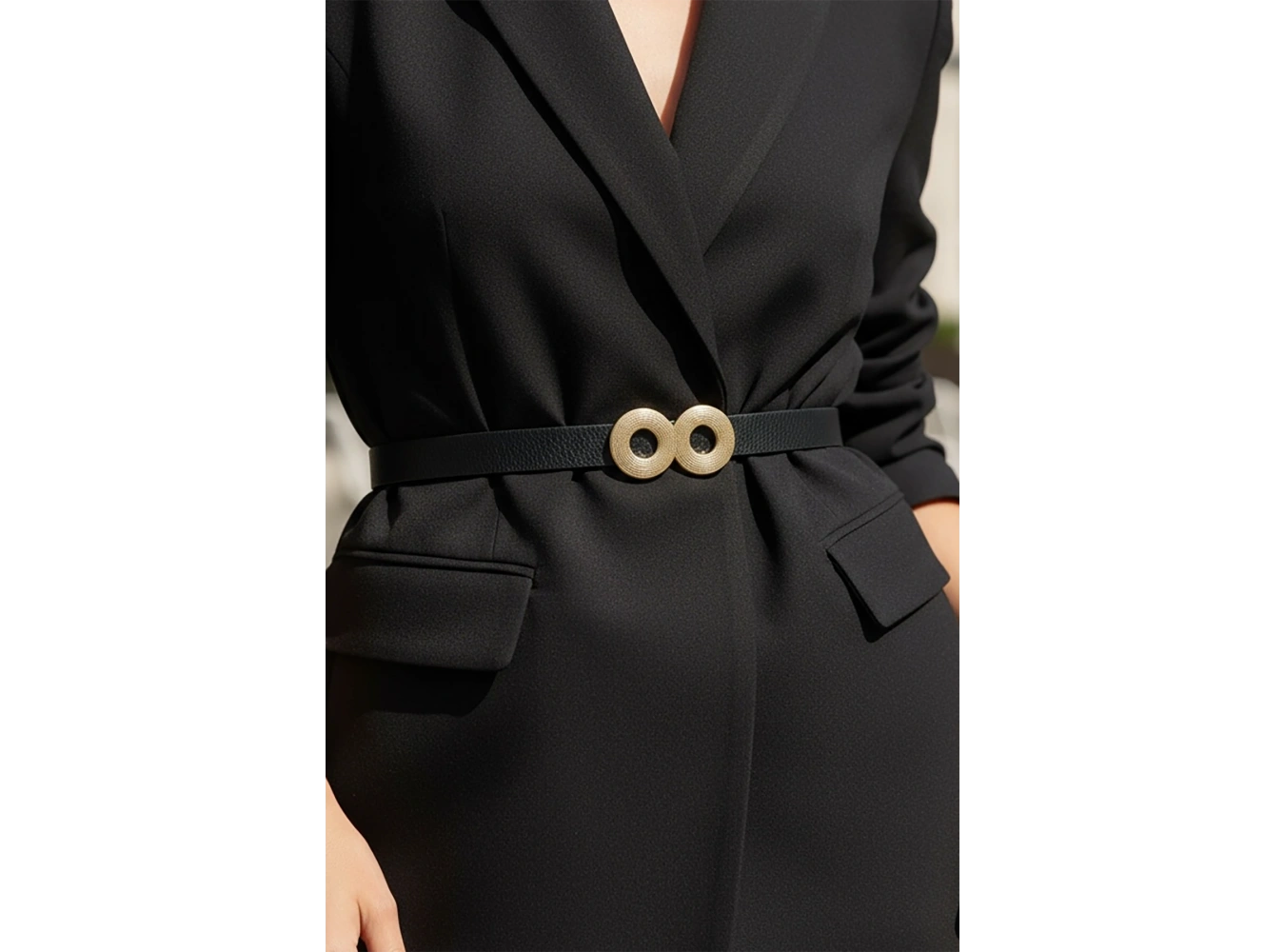 Altın Renk Deri Detaylı Kadın Kemer