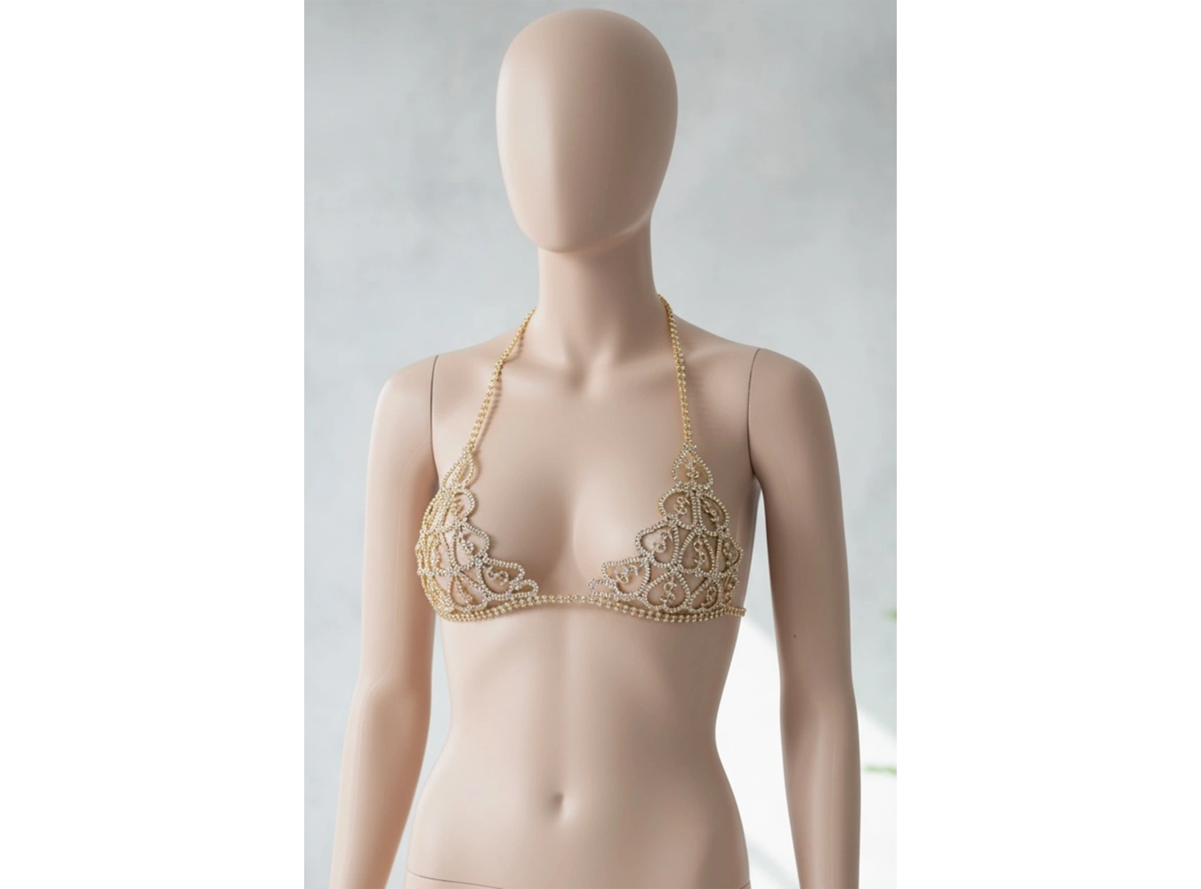 Altın Renk Dolar Figürlü Taşlı Bikini Üstü /Bralet /Vücut Aksesuarı