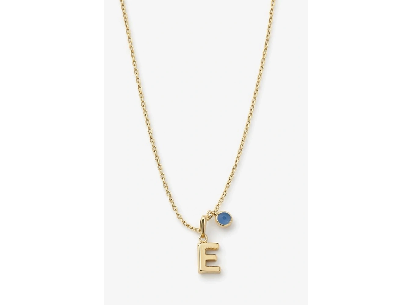 Altın Renk E Harfli Nazar Boncuk Detaylı Çelik Kolye