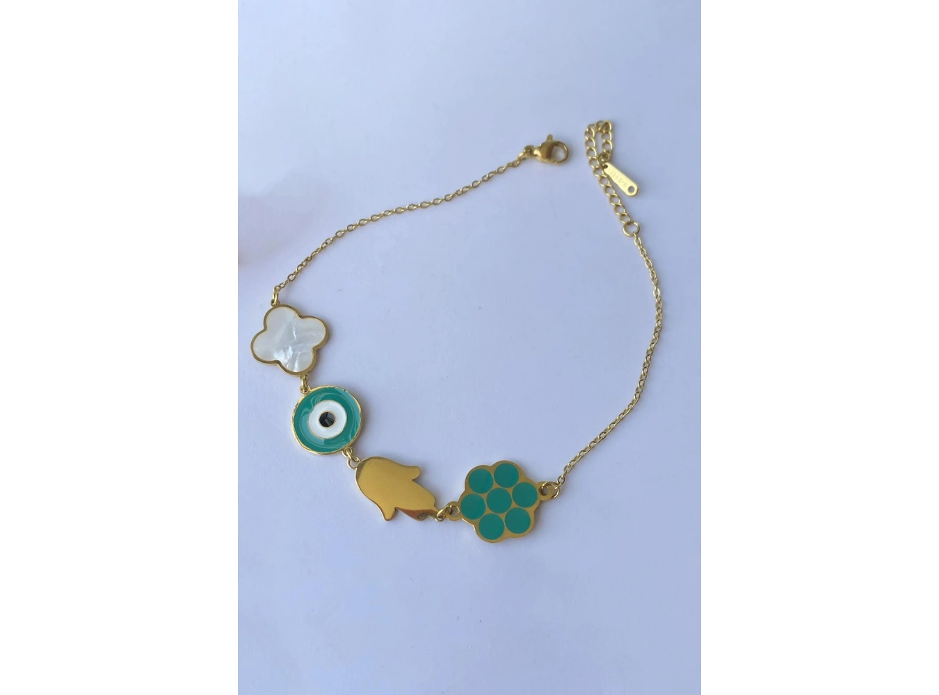 Altın Renk El Figürlü Çelik Halhal