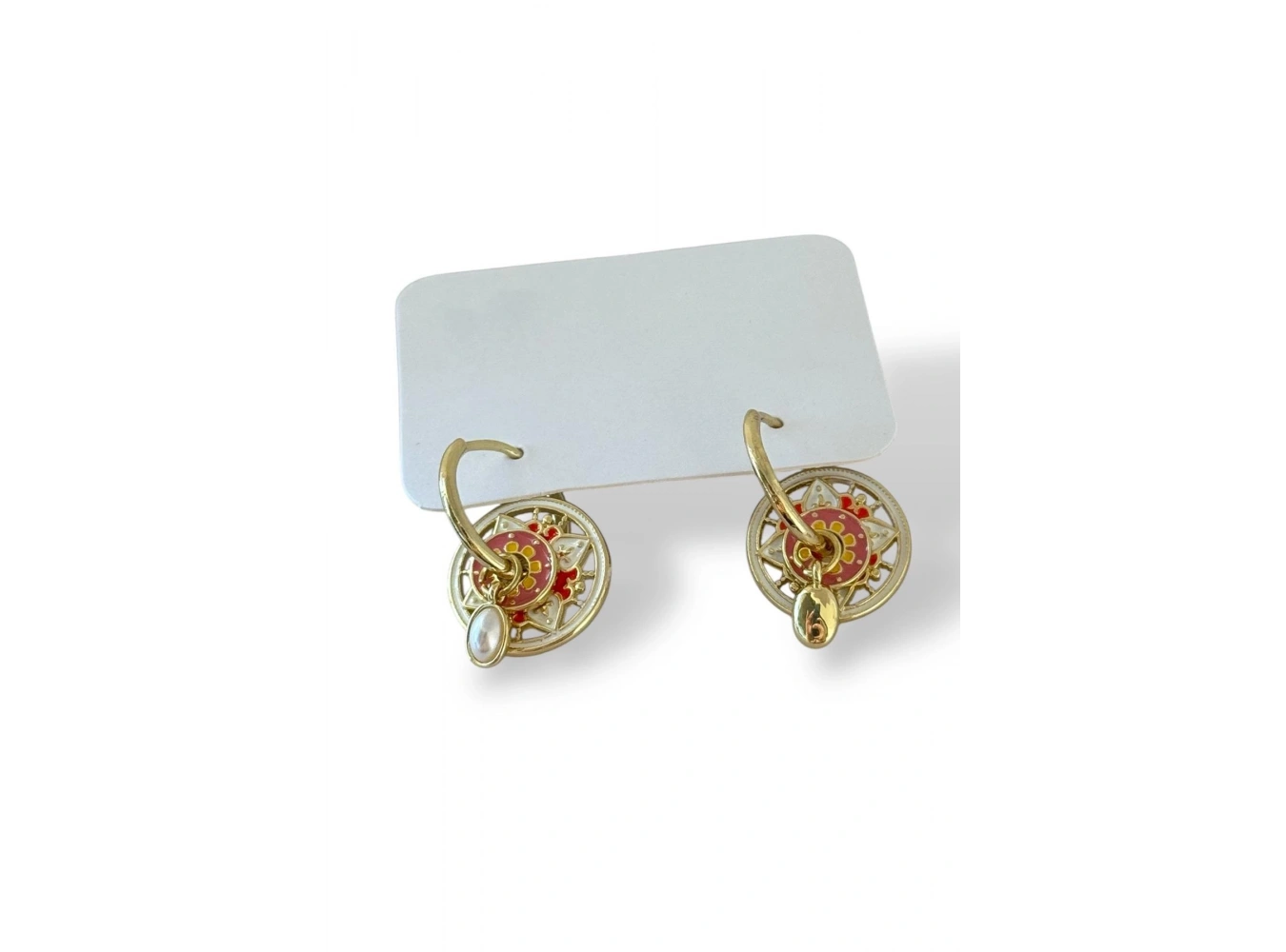 Altın Renk Etnik Desenli Halka Küpe (Çift)