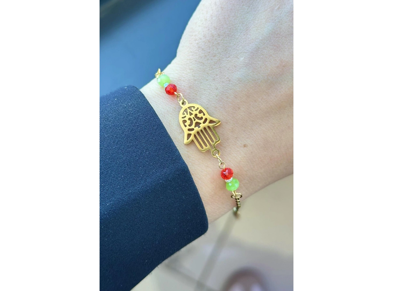 Altın Renk Fatma Ana Eli Figürlü Çelik Bileklik